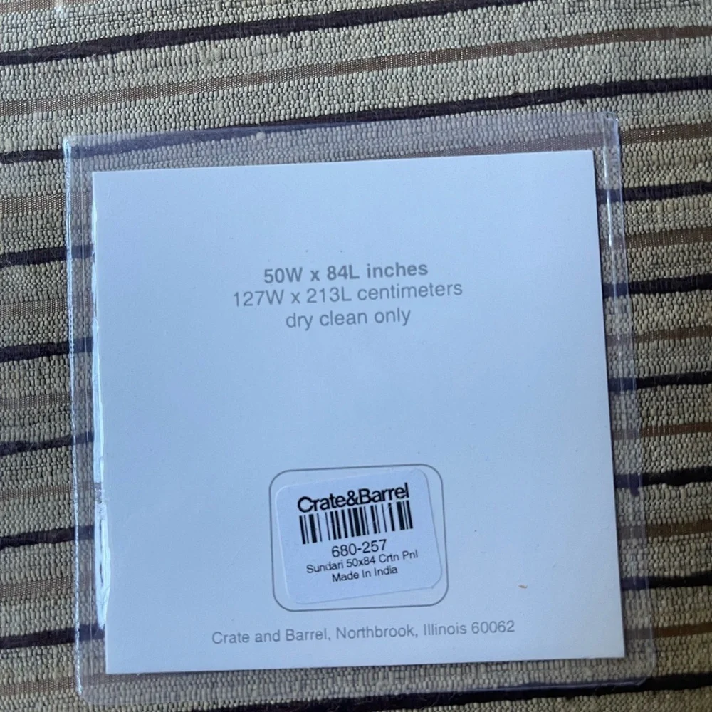 NWT Crate and Barrel Set of Two Sundari Silk w/Cotton Lined Rod Pocket Curtains